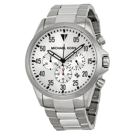 michael kors gage silver dial men's chronograph watch|Men's Watches .